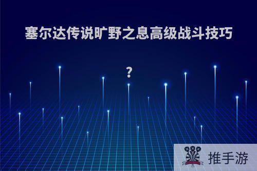 塞尔达传说旷野之息高级战斗技巧?