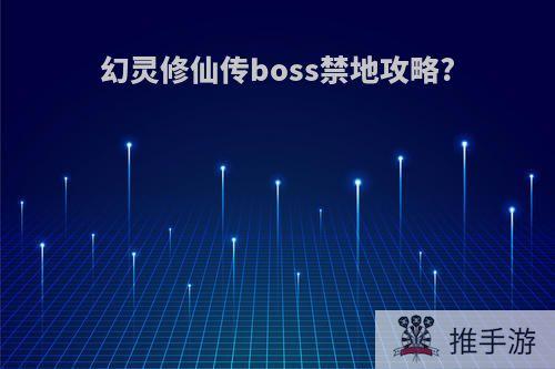 幻灵修仙传boss禁地攻略?