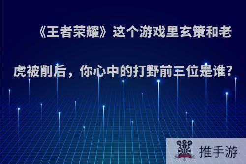 《王者荣耀》这个游戏里玄策和老虎被削后，你心中的打野前三位是谁?