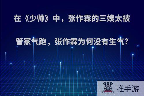 在《少帅》中，张作霖的三姨太被管家气跑，张作霖为何没有生气?