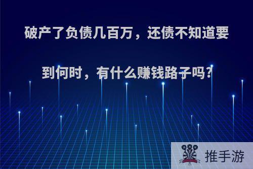 破产了负债几百万，还债不知道要到何时，有什么赚钱路子吗?