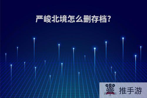 严峻北境怎么删存档?