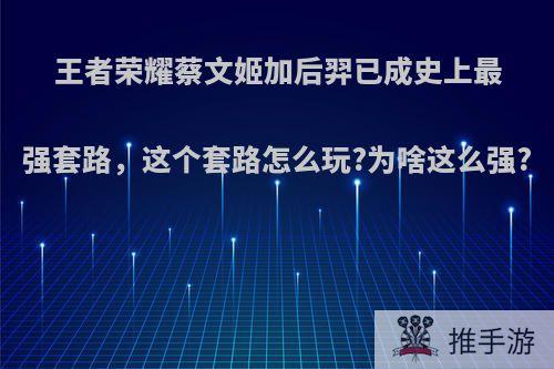 王者荣耀蔡文姬加后羿已成史上最强套路，这个套路怎么玩?为啥这么强?