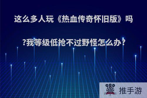 这么多人玩《热血传奇怀旧版》吗?我等级低抢不过野怪怎么办?