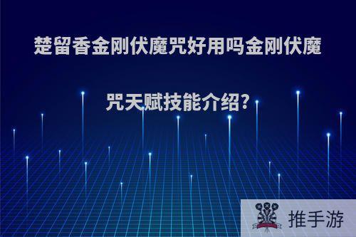 楚留香金刚伏魔咒好用吗金刚伏魔咒天赋技能介绍?