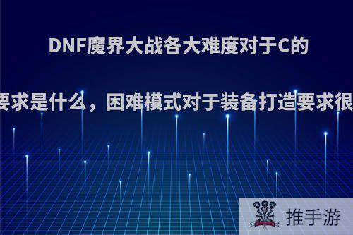 DNF魔界大战各大难度对于C的门槛要求是什么，困难模式对于装备打造要求很高吗?