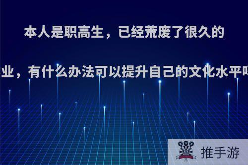 本人是职高生，已经荒废了很久的学业，有什么办法可以提升自己的文化水平吗?