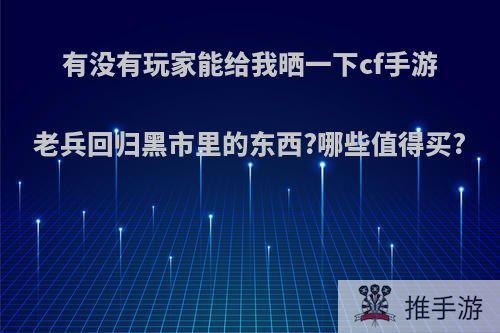 有没有玩家能给我晒一下cf手游老兵回归黑市里的东西?哪些值得买?