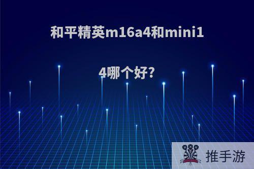 和平精英m16a4和mini14哪个好?