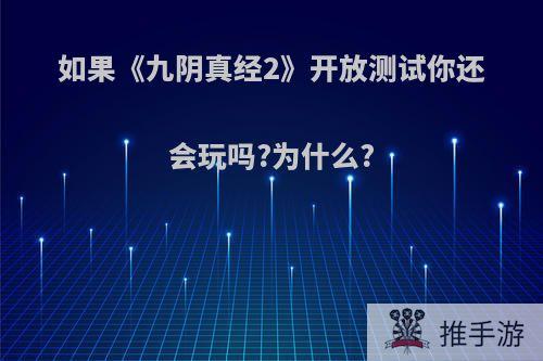 如果《九阴真经2》开放测试你还会玩吗?为什么?