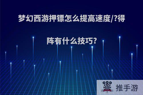 梦幻西游押镖怎么提高速度/?得阵有什么技巧?