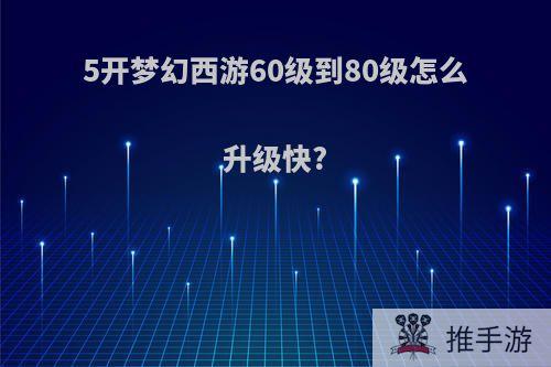 5开梦幻西游60级到80级怎么升级快?