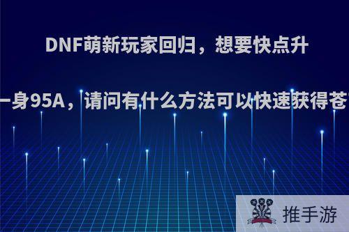 DNF萌新玩家回归，想要快点升级一身95A，请问有什么方法可以快速获得苍穹?