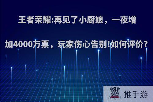 王者荣耀:再见了小厨娘，一夜增加4000万票，玩家伤心告别!如何评价?