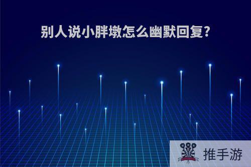 别人说小胖墩怎么幽默回复?