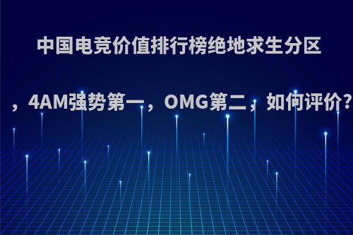 中国电竞价值排行榜绝地求生分区，4AM强势第一，OMG第二，如何评价?