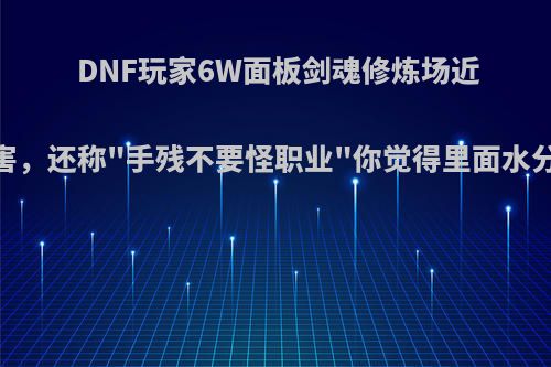 DNF玩家6W面板剑魂修炼场近400E伤害，还称