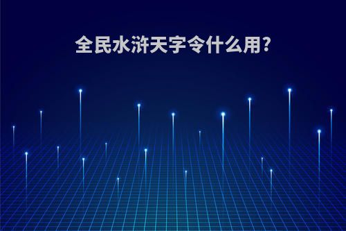 全民水浒天字令什么用?