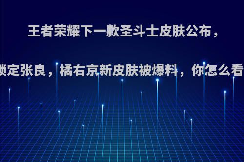 王者荣耀下一款圣斗士皮肤公布，锁定张良，橘右京新皮肤被爆料，你怎么看?