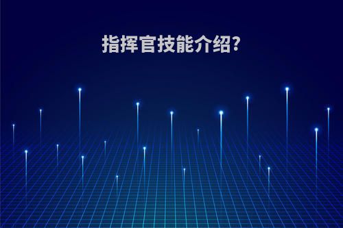 指挥官技能介绍?