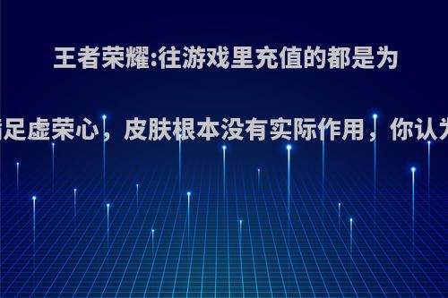 王者荣耀:往游戏里充值的都是为了满足虚荣心，皮肤根本没有实际作用，你认为呢?