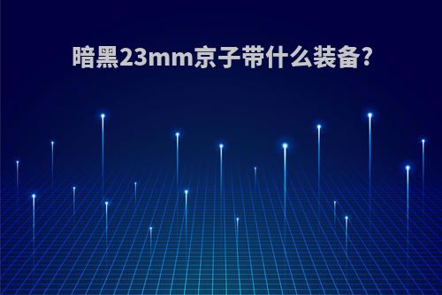 暗黑23mm京子带什么装备?