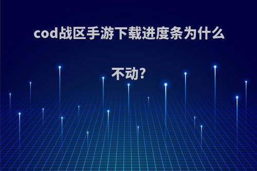 cod战区手游下载进度条为什么不动?