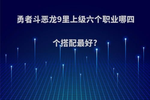 勇者斗恶龙9里上级六个职业哪四个搭配最好?