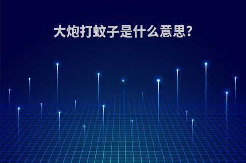 大炮打蚊子是什么意思?