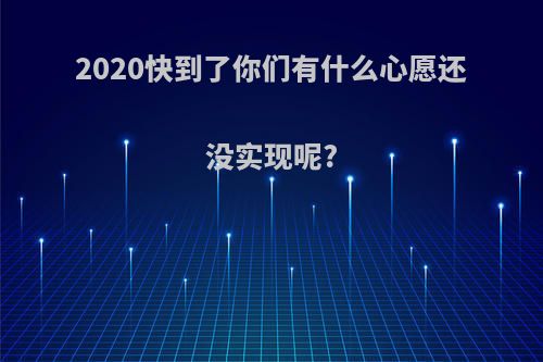 2020快到了你们有什么心愿还没实现呢?