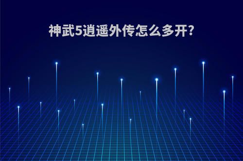 神武5逍遥外传怎么多开?