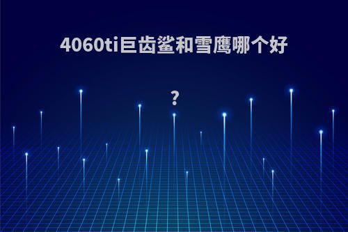 4060ti巨齿鲨和雪鹰哪个好?