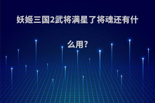 妖姬三国2武将满星了将魂还有什么用?