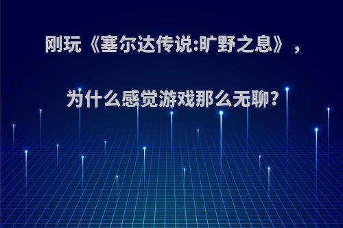 刚玩《塞尔达传说:旷野之息》，为什么感觉游戏那么无聊?