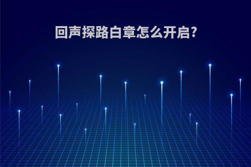 回声探路白章怎么开启?