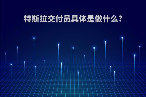 特斯拉交付员具体是做什么?